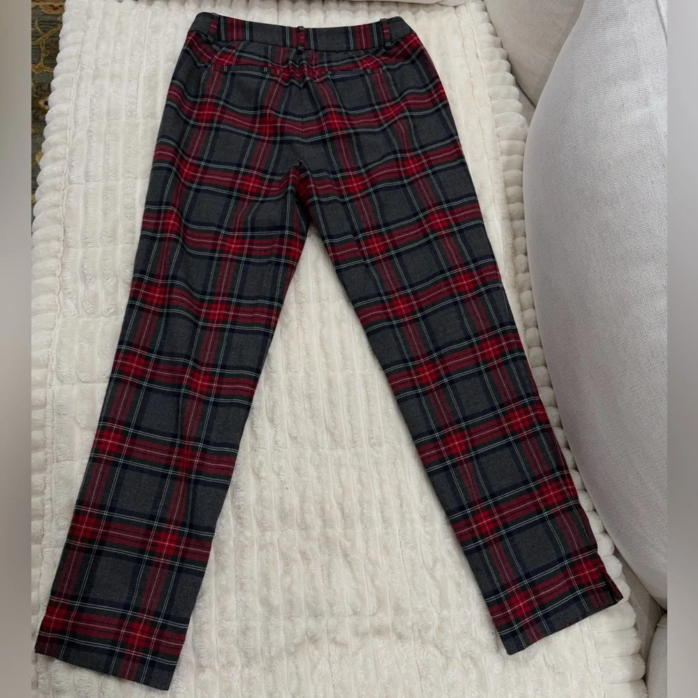 Talbots Plaid Straight Leg 0P preppy dark light academia lined wool blend geek - Picture 2 of 14